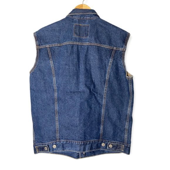 Mens Dark Wash Levis Denim Vest - Picture 4 of 5